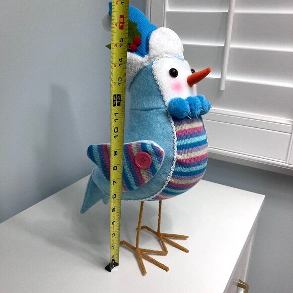 Christmas Big Fabric Bird Decor Holiday Winter Blue Sweater Hat Jumbo - Picture 7 of 9